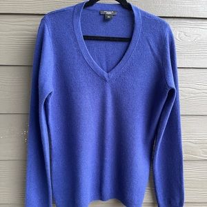 ANN TAYLOR 100%Cashmere V-Neck Sweater,Blue.Size L